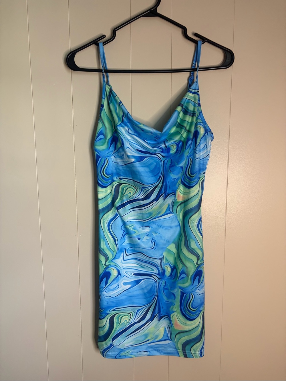 Blue & Green Marble Slip Dress - Women